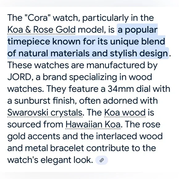 New Swarovski crystal koa wood bracelet watch from Jord